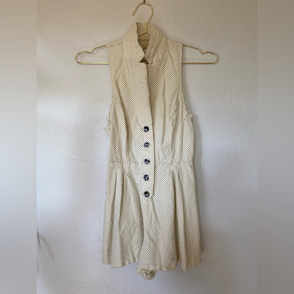 Urban Outfitters Polka Dot Linen Blend Romper S